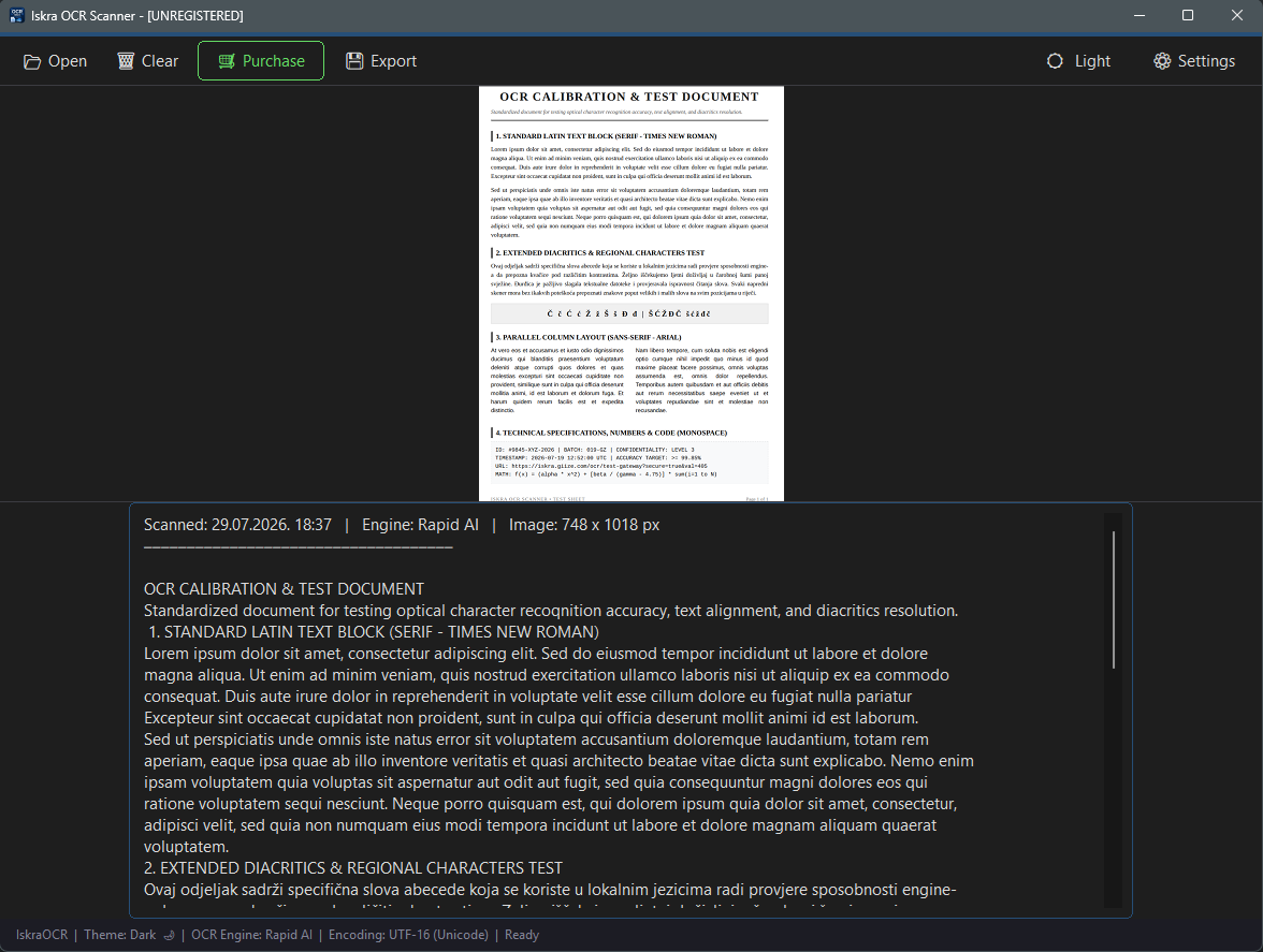Iskra OCR Scanner Interface